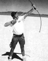 Mike Willrich shooting in the American longbow class, Nevada, 1999